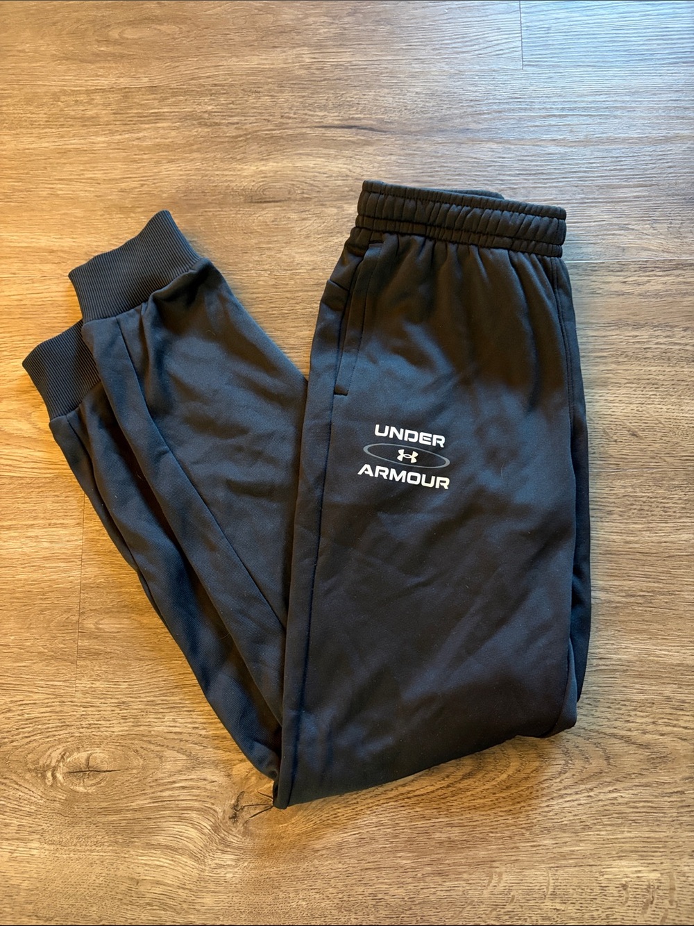 Under Armour Black Athletic Jogger Pants with White Logo
